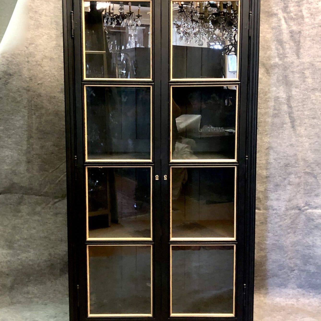 Two Black Display Cases (unit or pair). Cabinetmaker's work, 20th Century