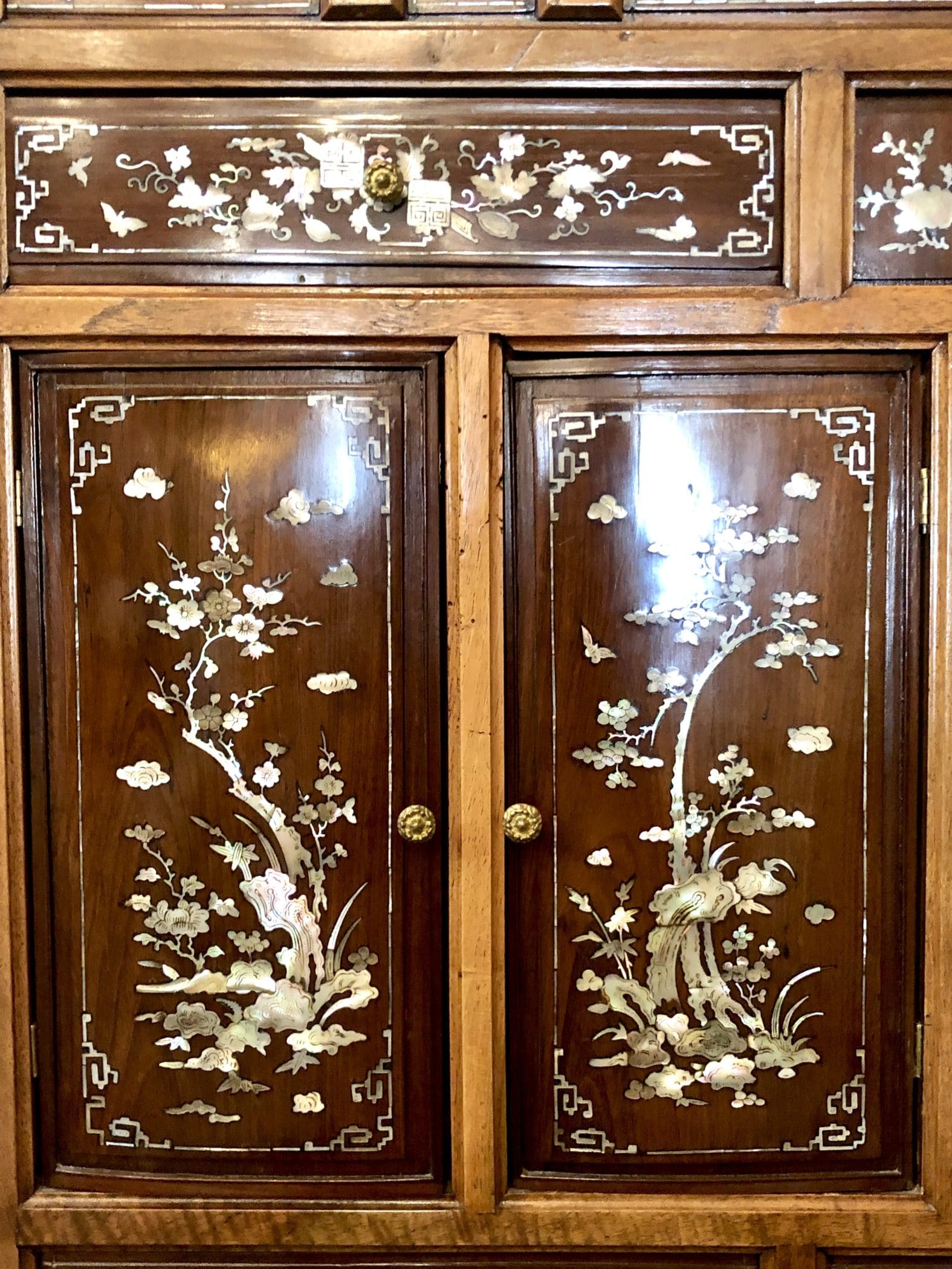 Chinese Mahogany and Mother-of-Pearl Cabinet, 19th Century