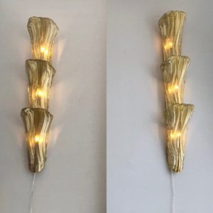 Paire d’appliques en verre Murano, XXe siècle