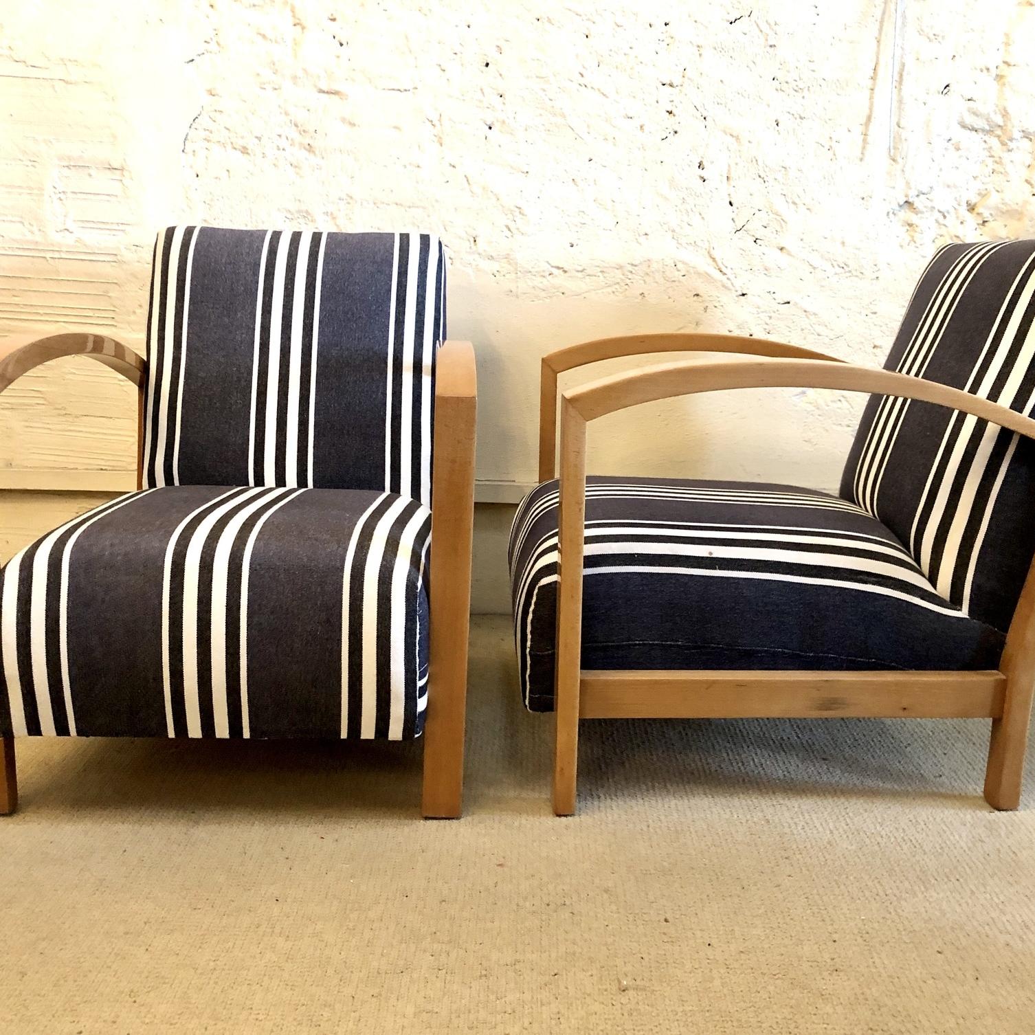 Pair of Paquebot Style Armchairs, 20th Century