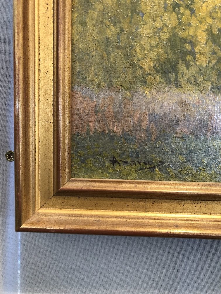 Huile sur toile figurant un paysage, signé Arango. XXe siècle