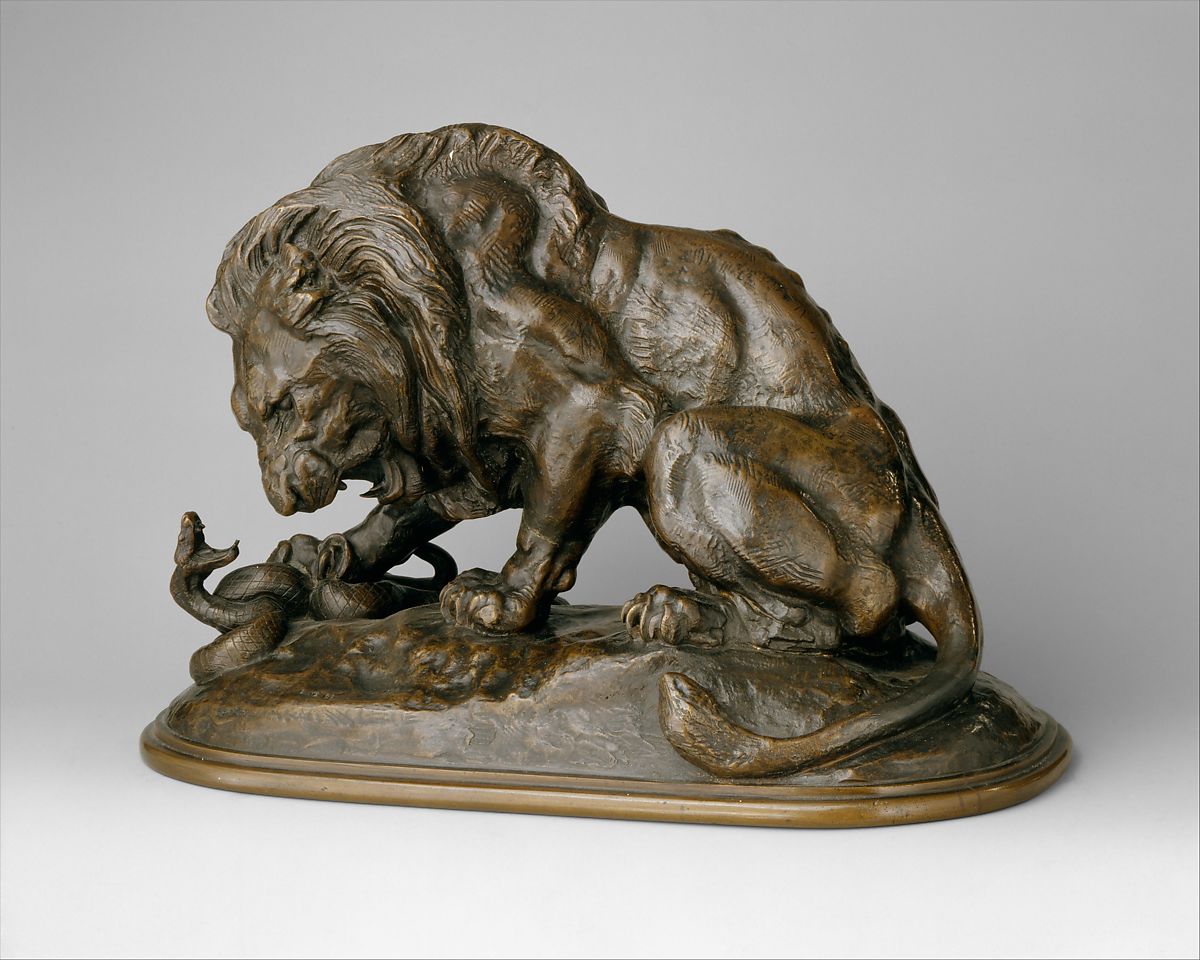 Antoine-Louis Barye, Lion au serpent, modelé en 1832, probablement exécuté en 1847 ou 1848 © MET Museum