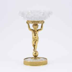 Coupe en cristal, bronze doré et socle en nacre, XIXe siècle