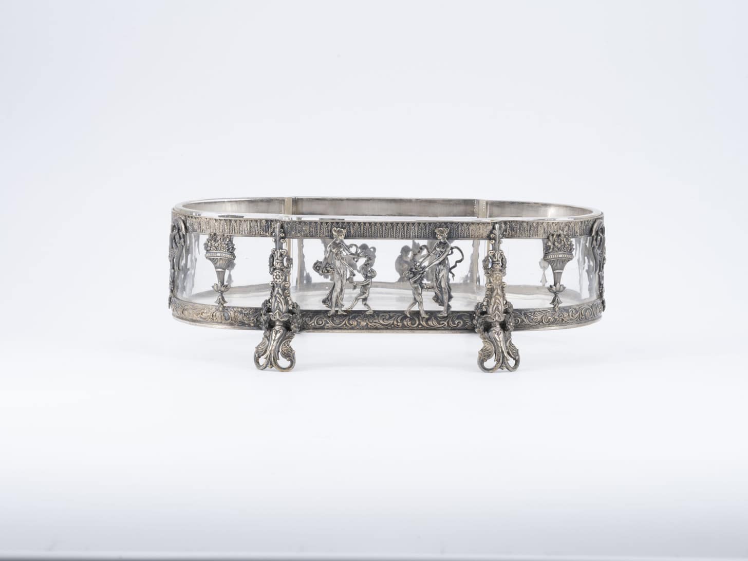 Centre de table en bronze argenté et cristal, XIXe siècle