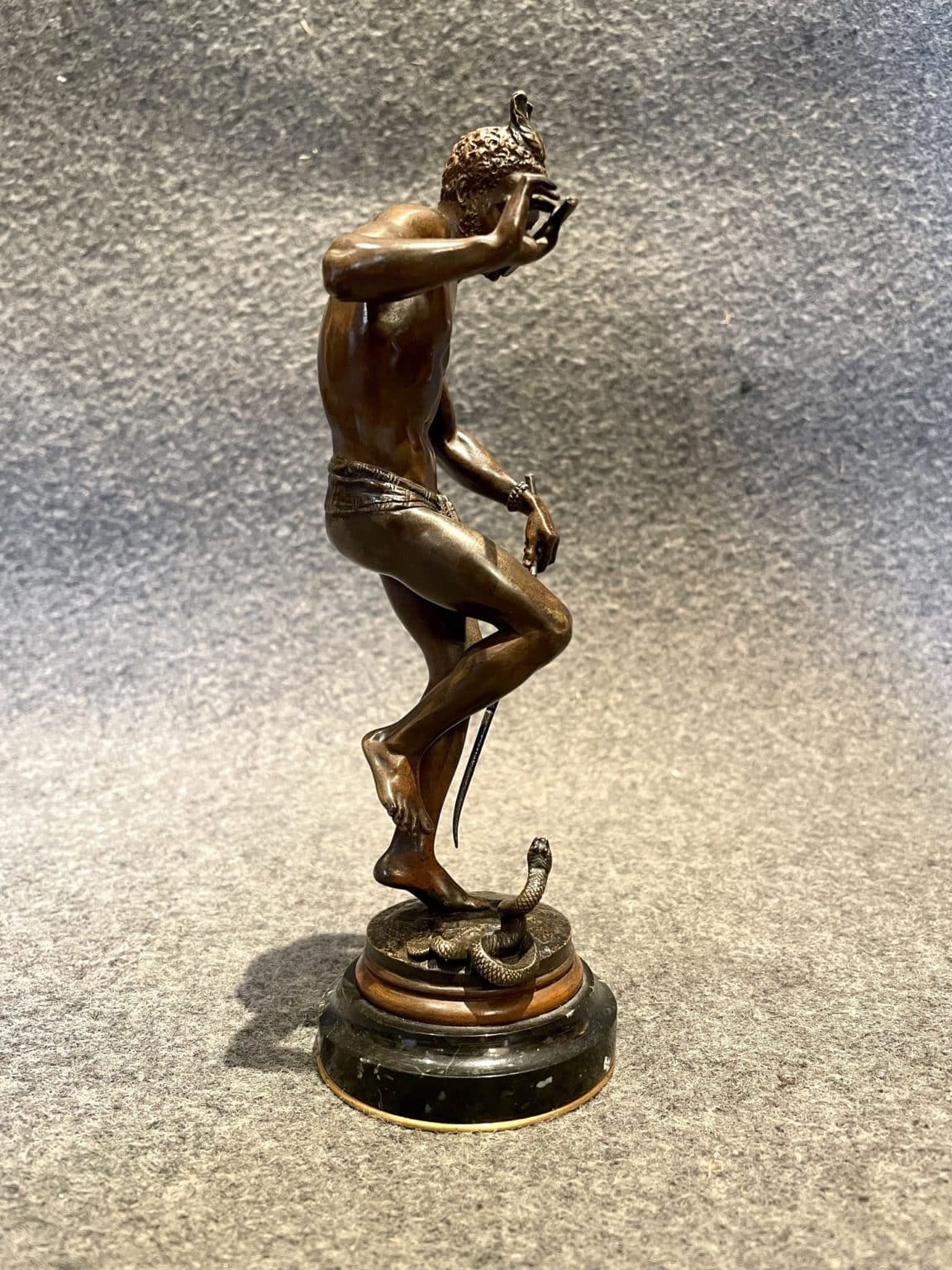 Chandelier Serpent Bronze Doré – Pied Serpent – 1 Flamme – Vintage 1950 – Allemagne
