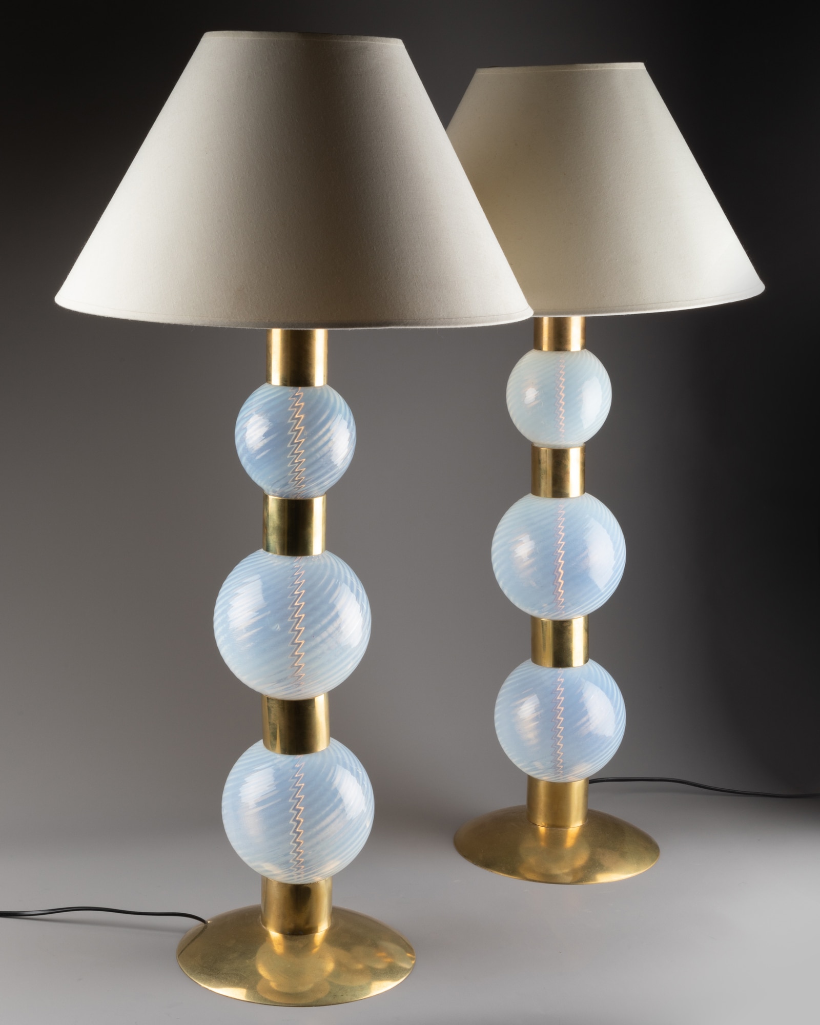 Paire de lampes en verre Murano, XXe siècle
