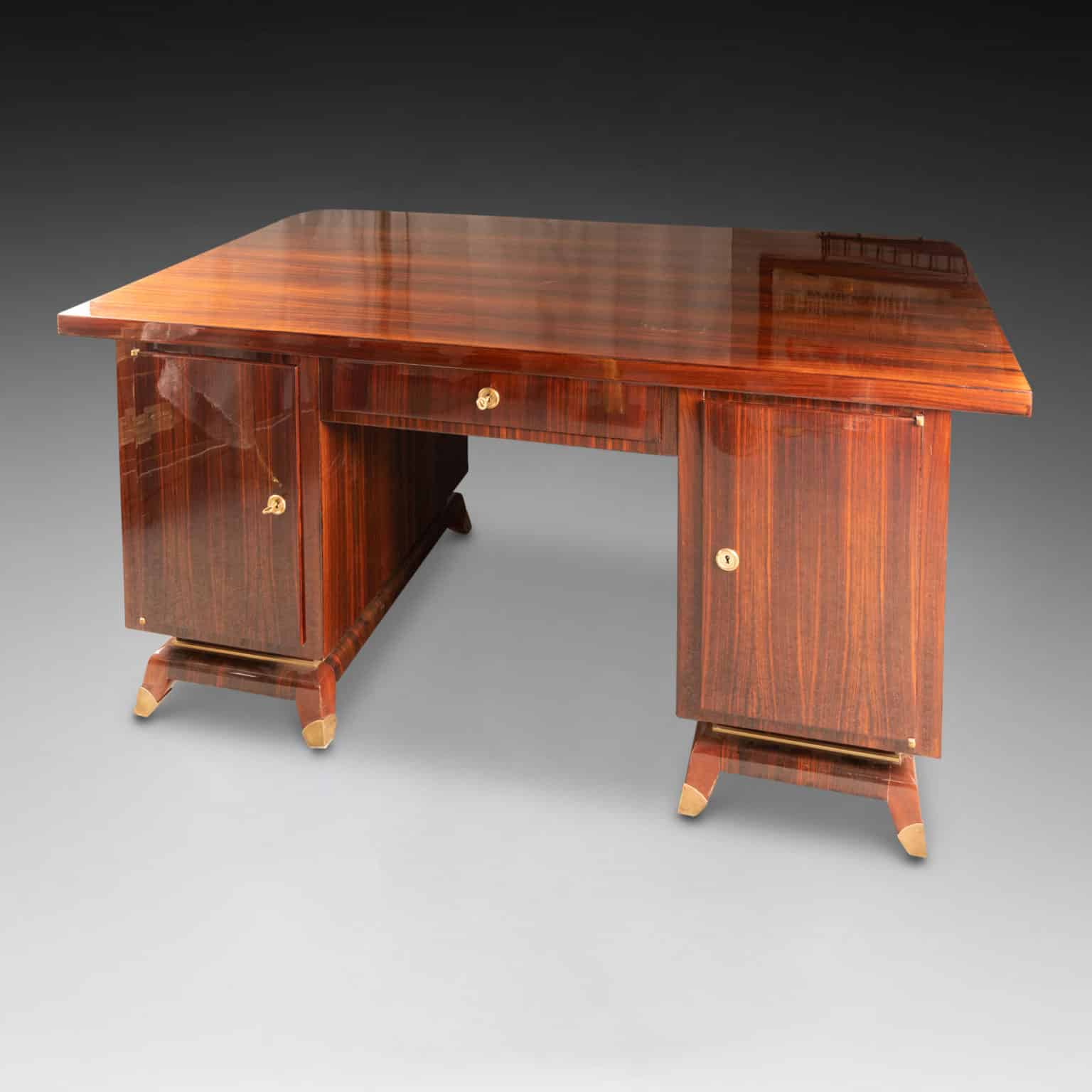 Bureau art déco dessus en palissandre et parchemin - Meubles 1920