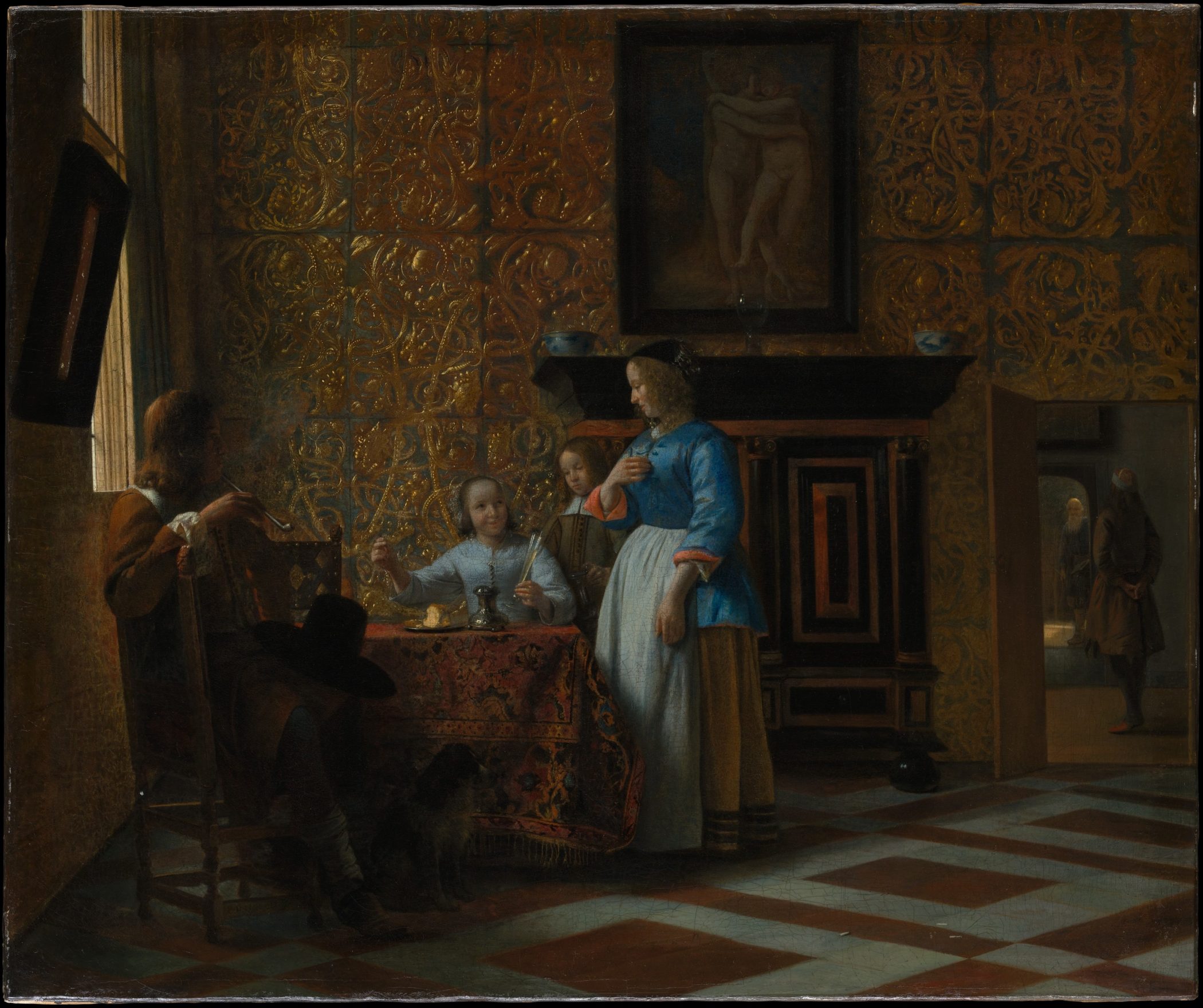 Temps libre dans un intérieur élégant par Pieter De Hooch, circa 1663–65 © MET Museum