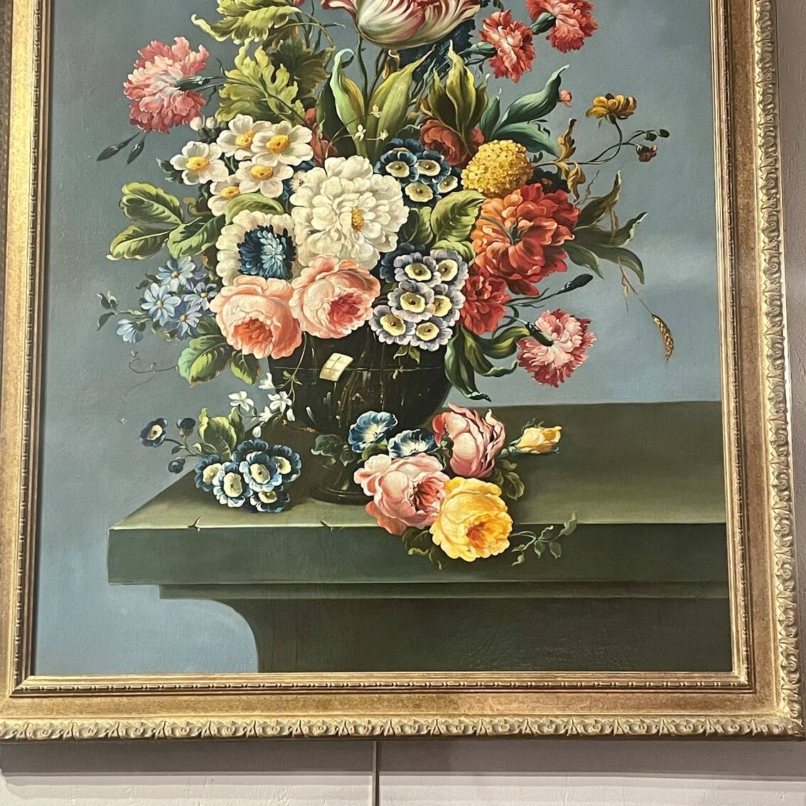 Huile sur toile figurant un bouquet de fleurs, XIXe siècle