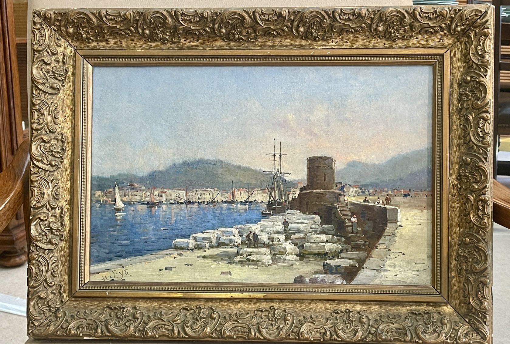 Vue du port de Cassis, huile sur toile, XXe siècle