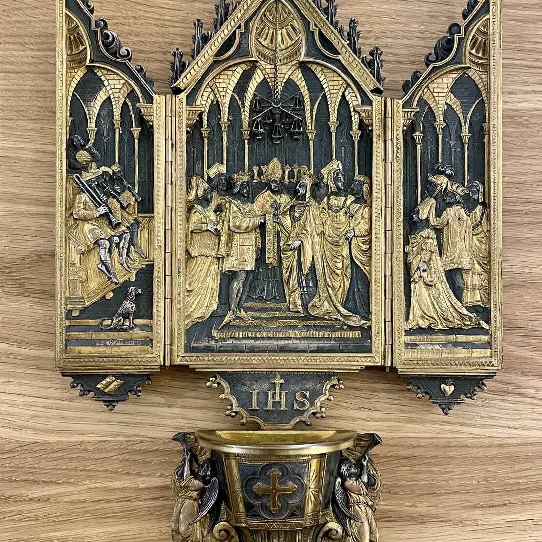 Retable de dévotion privée en bronze, XIXe siècle 