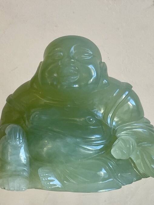 Budai « bouddha rieur » chinois en jade verte, fin XIXe début XXe siècle