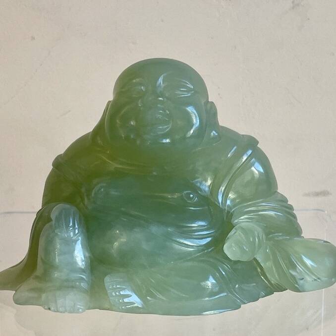 Budai « bouddha rieur » chinois en jade verte, fin XIXe début XXe siècle 