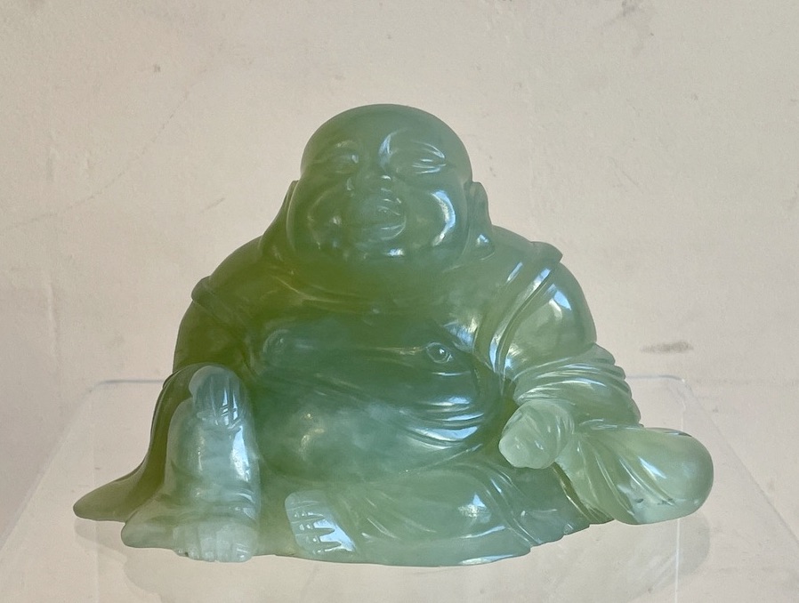 Budai « bouddha rieur » chinois en jade verte, fin XIXe début XXe siècle 