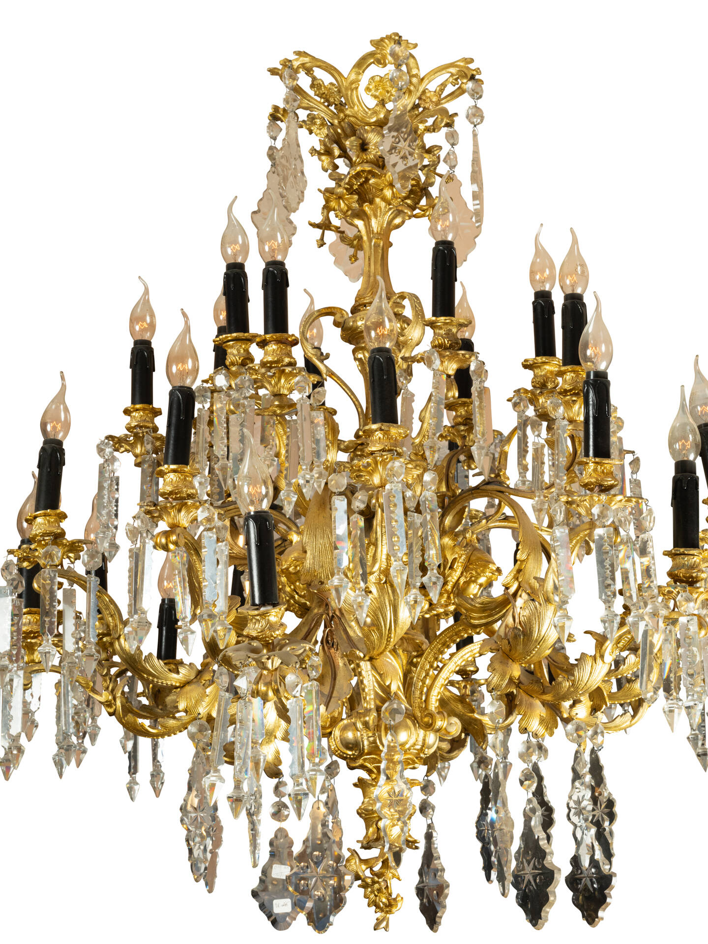 Lustre En Bronze Doré Et Cristal Taillé de Style Louis XIV, Milieu XIXe Siècle