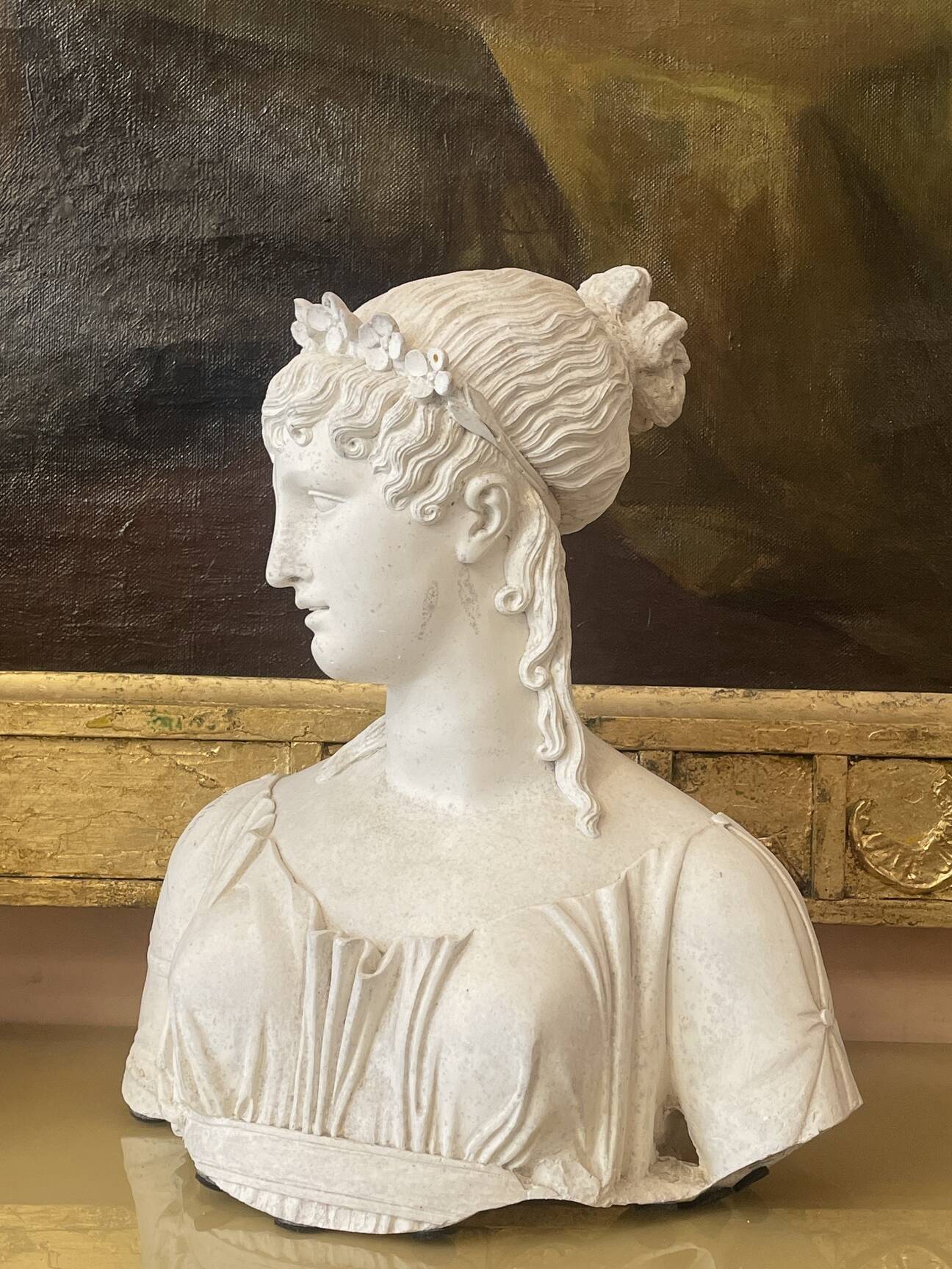 Buste en plâtre à la mode des Merveilleuses, XIXe siècle 