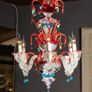 Lustre en verre Murano, décor marin, circa 1950