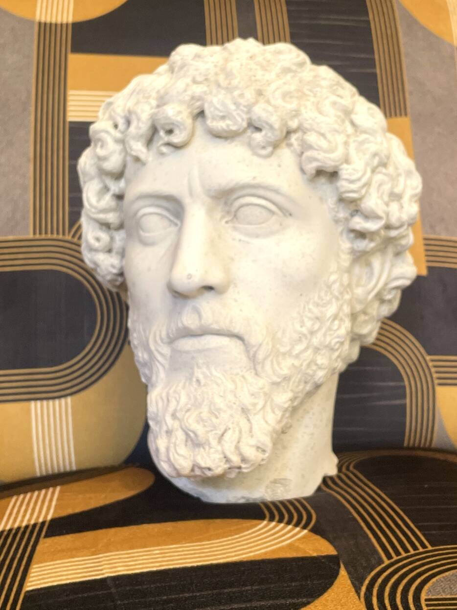 Tête en plâtre, d’après Marc Aurèle (?), XIXe siècle 