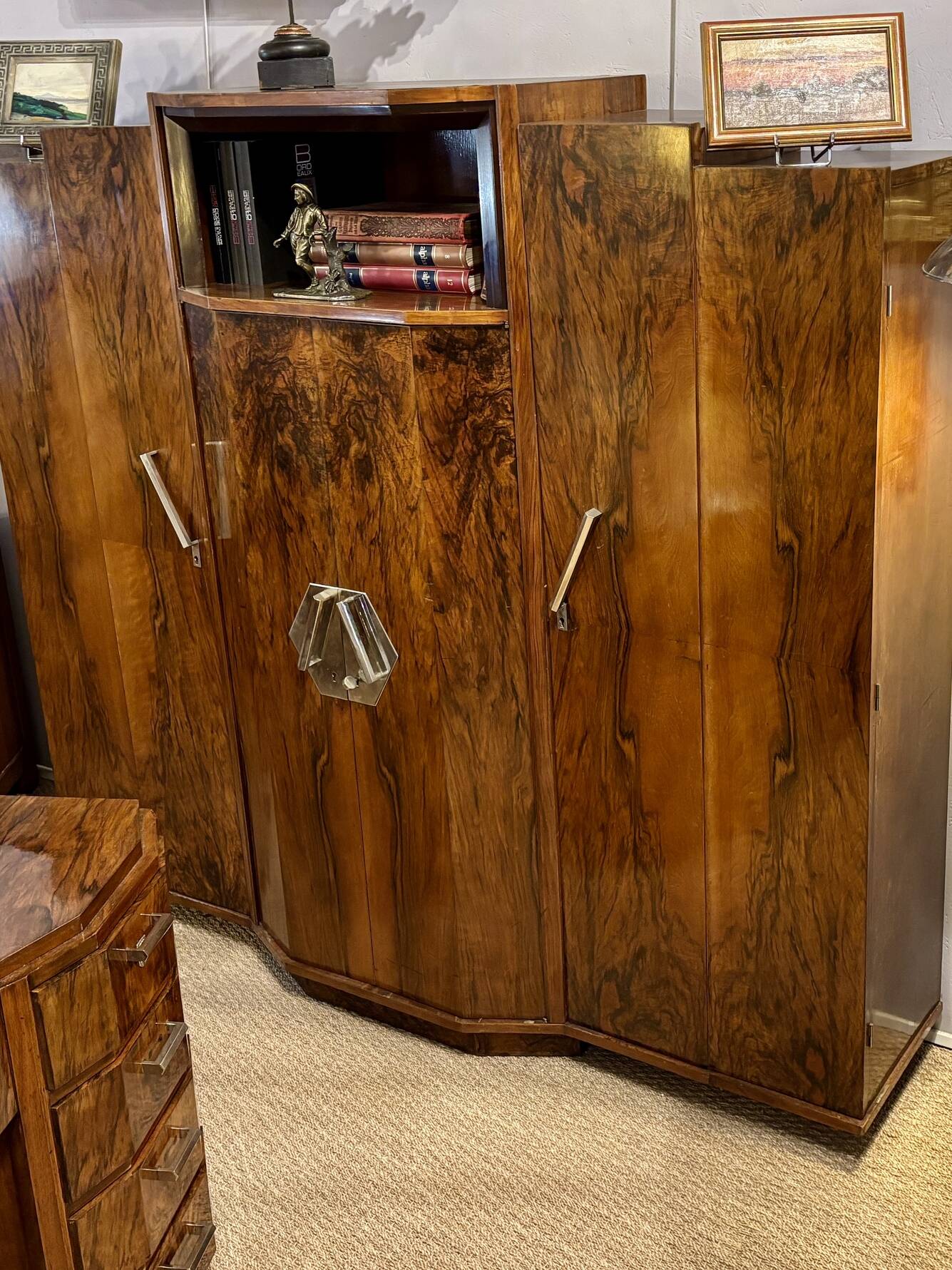 Art Deco Wardrobe in Walnut Burl, 1930s