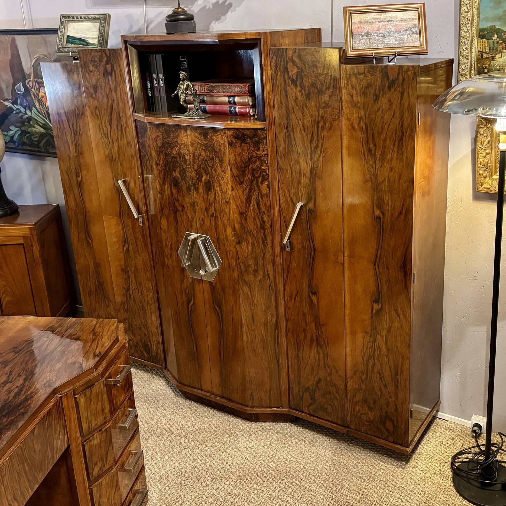 Art Deco Wardrobe in Walnut Burl, 1930s