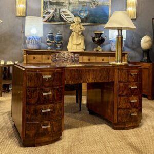 Art Deco Desk in Walnut Burl, 1930s