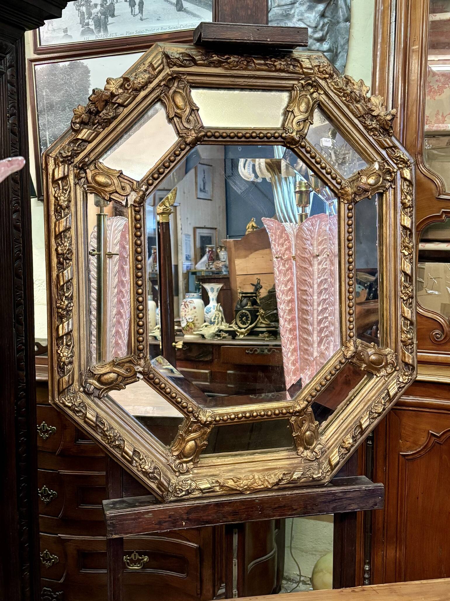 Miroir octogonale à parecloses, XIXe siècle