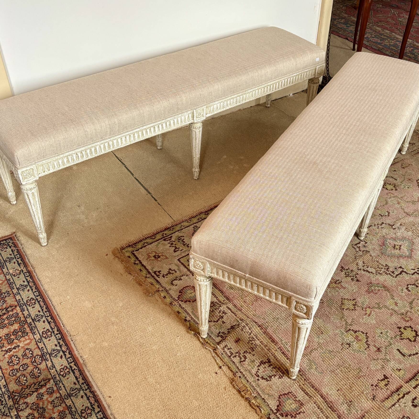 Pair of Louis XVI Style Benches or Bed Ends, 19th Century