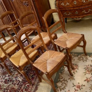 Set of Six (6) Louis-Philippe Style Straw-Seated Chairs, Early 20th Century