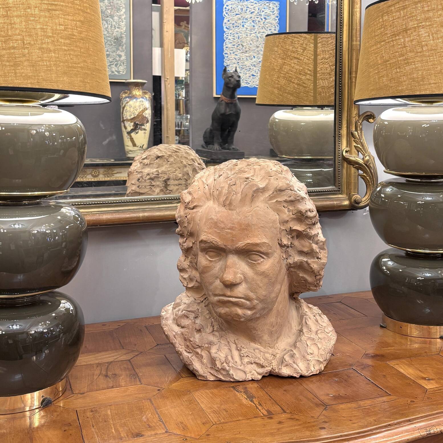 Terracotta Bust of Beethoven, Signed A. Mazoyer, Late 19th/Early 20th Century