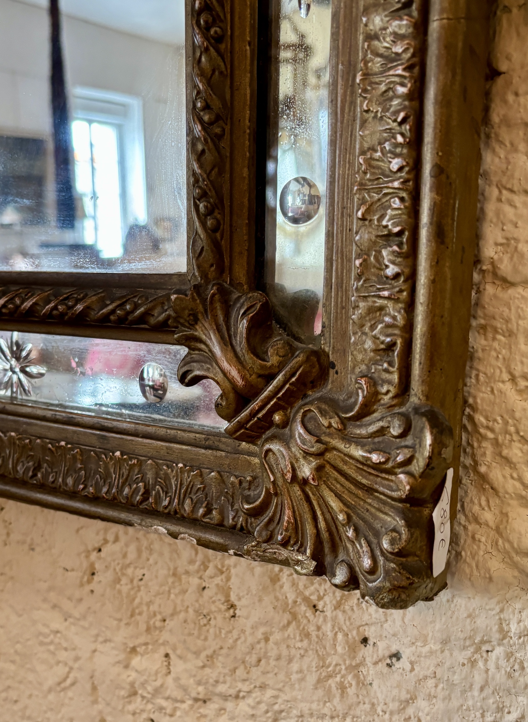 Grand miroir à parcloses en bois doré, XIXe siècle