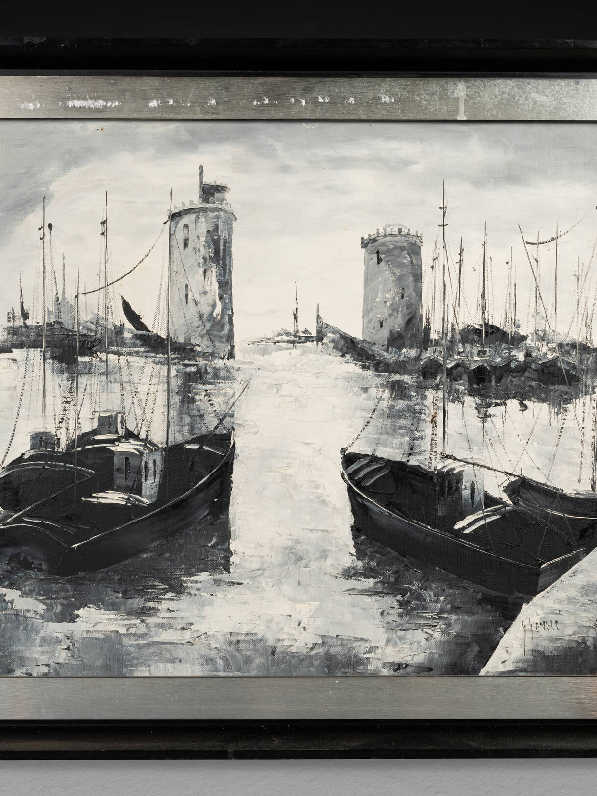 Oil on Canvas Depicting the Port of La Rochelle, 20th Century