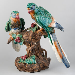 Glazed Terracotta with Parrots, 19th Century