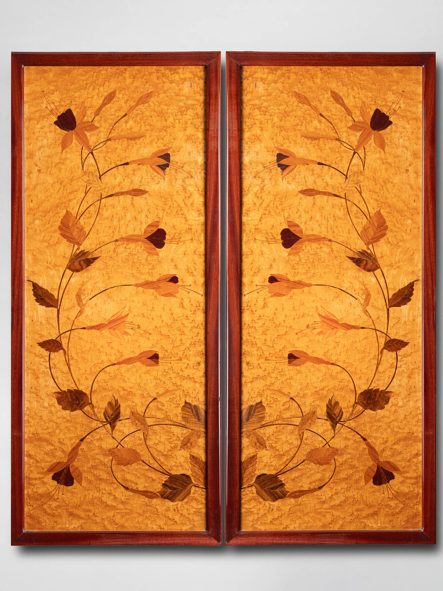 Two Framed Panels, Attributed to Emile Gallé, Late 19th/Early 20th Century