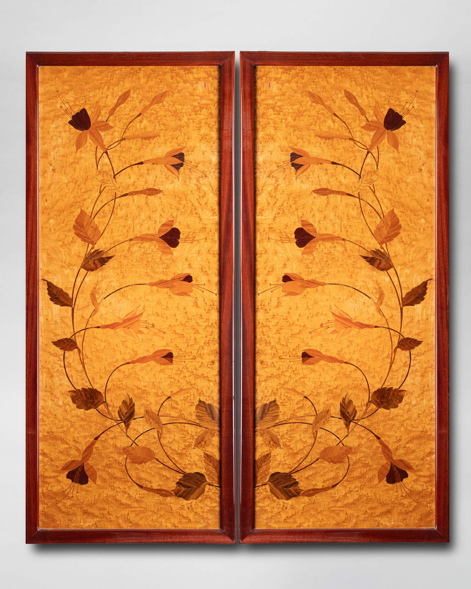 Two Framed Panels, Attributed to Emile Gallé, Late 19th/Early 20th Century