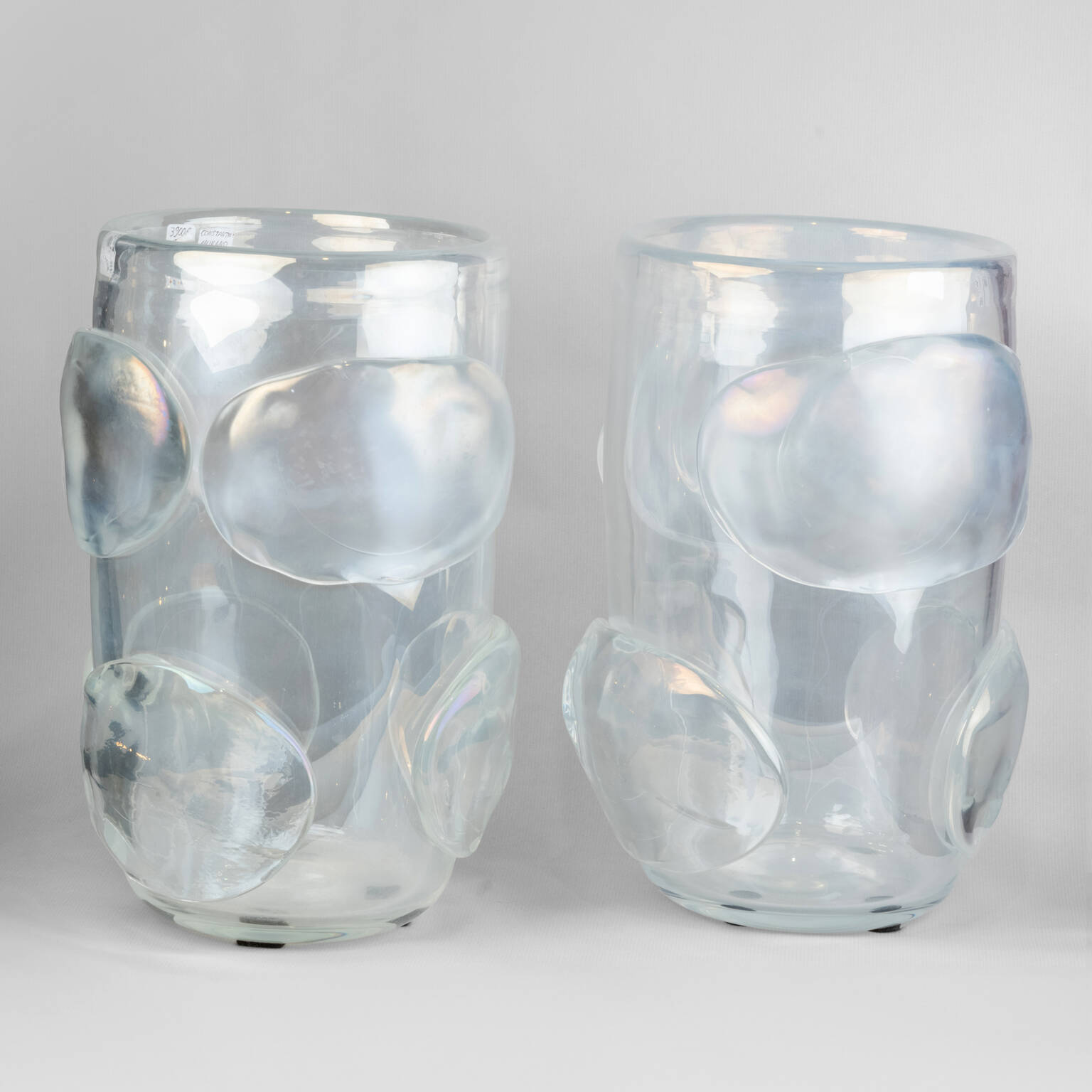 Pair of iridescent vases signed Costantini, 20th century