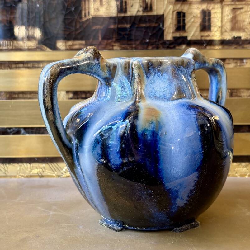 Small Blue Ceramic Vase, 20th Century