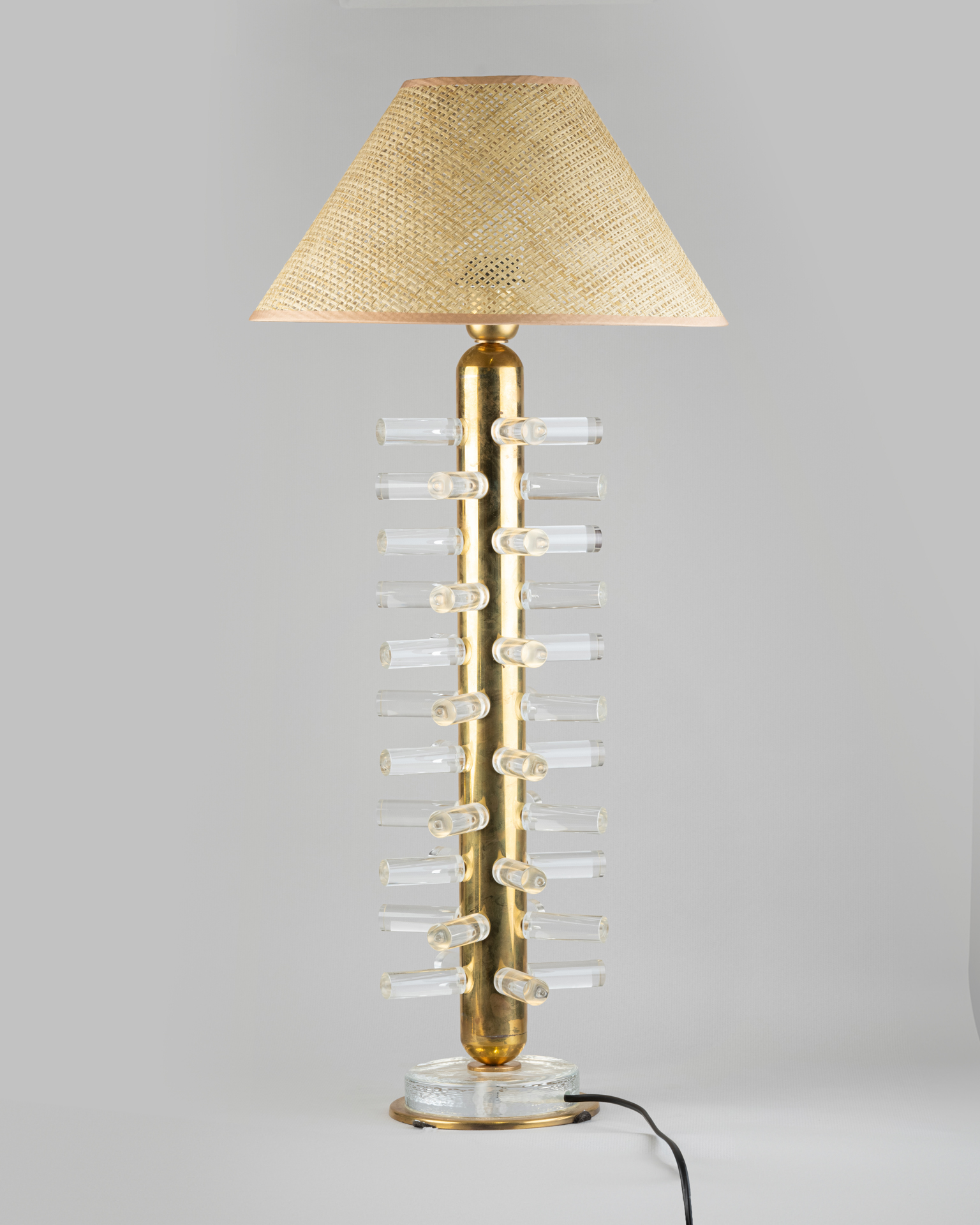 Paire de lampes en laiton et verre de Murano, XXe siècle